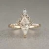 1.54 Carat Kite Moissanite Engagement Ring, Avaline Setting, 14K Yellow Gold