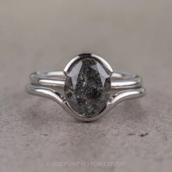 2.79 Carat Black Speckled Oval Diamond Engagement Ring, Shay Setting, 14k White Gold 18 2.79 Carat Black Speckled Oval Diamond Engagement Ring, Shay Setting, 14k White Gold -Point No Point Studio Store 07162022D 1