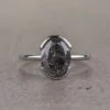 2.79 Carat Black Speckled Oval Diamond Engagement Ring, Shay Setting, 14k White Gold