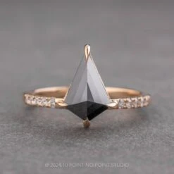 1.63 Carat Black Kite Diamond Engagement Ring, Juliette Setting, 14k Peach Gold