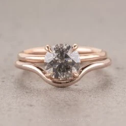 1.59 Carat Salt And Pepper Round Diamond Engagement Ring, Tulip Jane Setting, 14k Rose Gold -Point No Point Studio Store 09092022 08 1