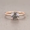 1.59 Carat Salt And Pepper Round Diamond Engagement Ring, Tulip Jane Setting, 14k Rose Gold