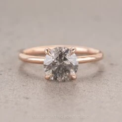 1.59 Carat Salt And Pepper Round Diamond Engagement Ring, Tulip Jane Setting, 14k Rose Gold