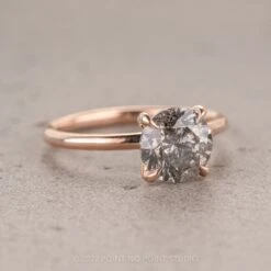 1.59 Carat Salt And Pepper Round Diamond Engagement Ring, Tulip Jane Setting, 14k Rose Gold -Point No Point Studio Store 09092022 08 3