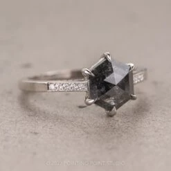 1.30 Carat Salt And Pepper Hexagon Diamond Engagement Ring, Mauve Setting, Platinum 19 1.30 Carat Salt And Pepper Hexagon Diamond Engagement Ring, Mauve Setting, Platinum -Point No Point Studio Store 09102022C 3 e6e29a2f 5b25 4109 a460 259c1192572e