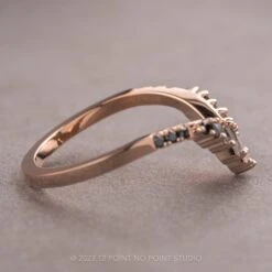Baguette Diamond V Wedding Band, Ombre Wren Setting, 14K Rose Gold -Point No Point Studio Store 09132022C 2