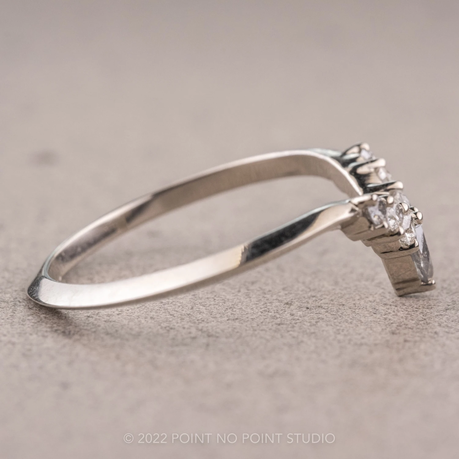 Salt And Pepper Marquise And White Diamond Knife Edge Wedding Band, Cassiopeia Setting, Platinum 3 Salt And Pepper Marquise And White Diamond Knife Edge Wedding Band, Cassiopeia Setting, Platinum - Image 3