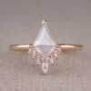 1.33 Carat Salt And Pepper Kite Diamond Engagement Ring, Ava Setting, 14K Rose Gold