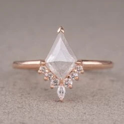 1.33 Carat Salt And Pepper Kite Diamond Engagement Ring, Ava Setting, 14K Rose Gold