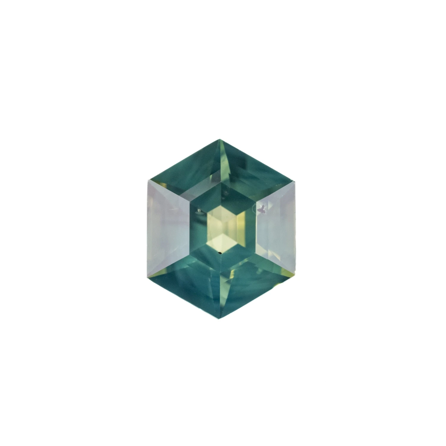 1.03 Carat Opalescent Green Step Cut Hexagon Sapphire 1 1.03 Carat Opalescent Green Step Cut Hexagon Sapphire