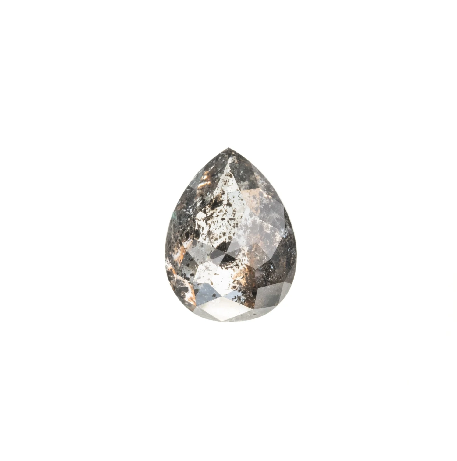 1.47 Carat Salt And Pepper Rose Cut Pear Diamond 1 1.47 Carat Salt And Pepper Rose Cut Pear Diamond