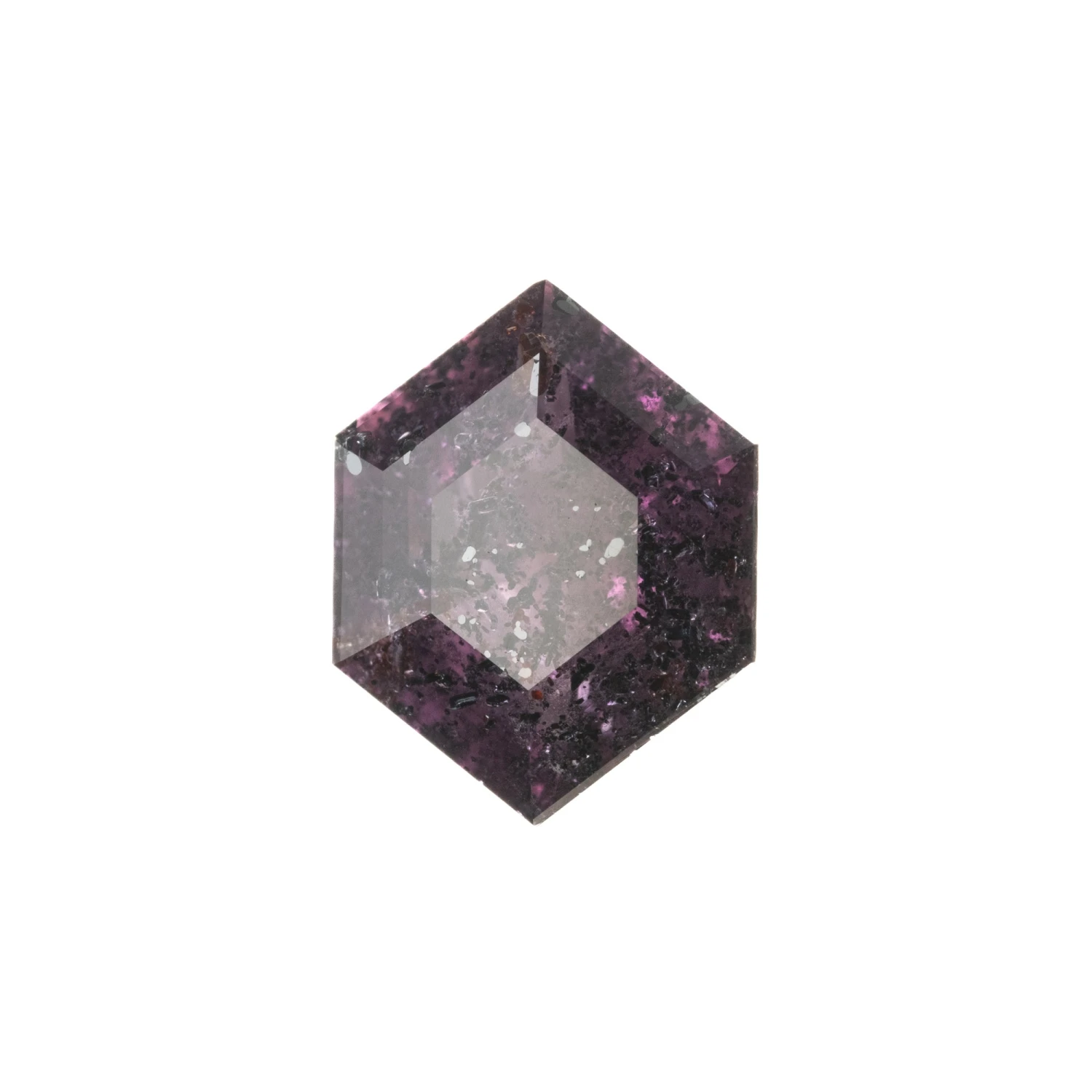 1.72 Carat Speckled Purple Full Cut Hexagon Sapphire 1 1.72 Carat Speckled Purple Full Cut Hexagon Sapphire