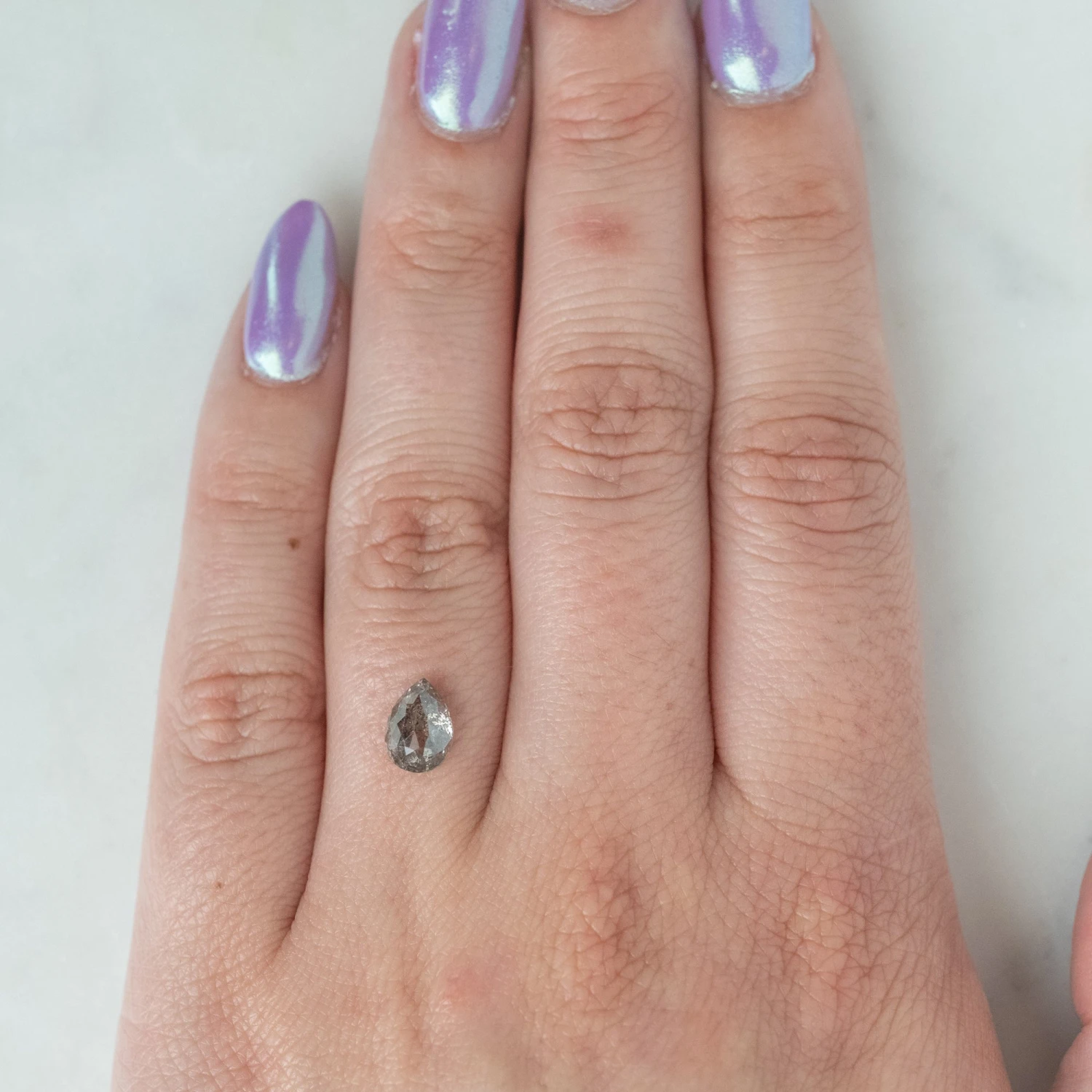 1.92 Carat Salt And Pepper Double Cut Pear Diamond 6 1.92 Carat Salt And Pepper Double Cut Pear Diamond - Image 6