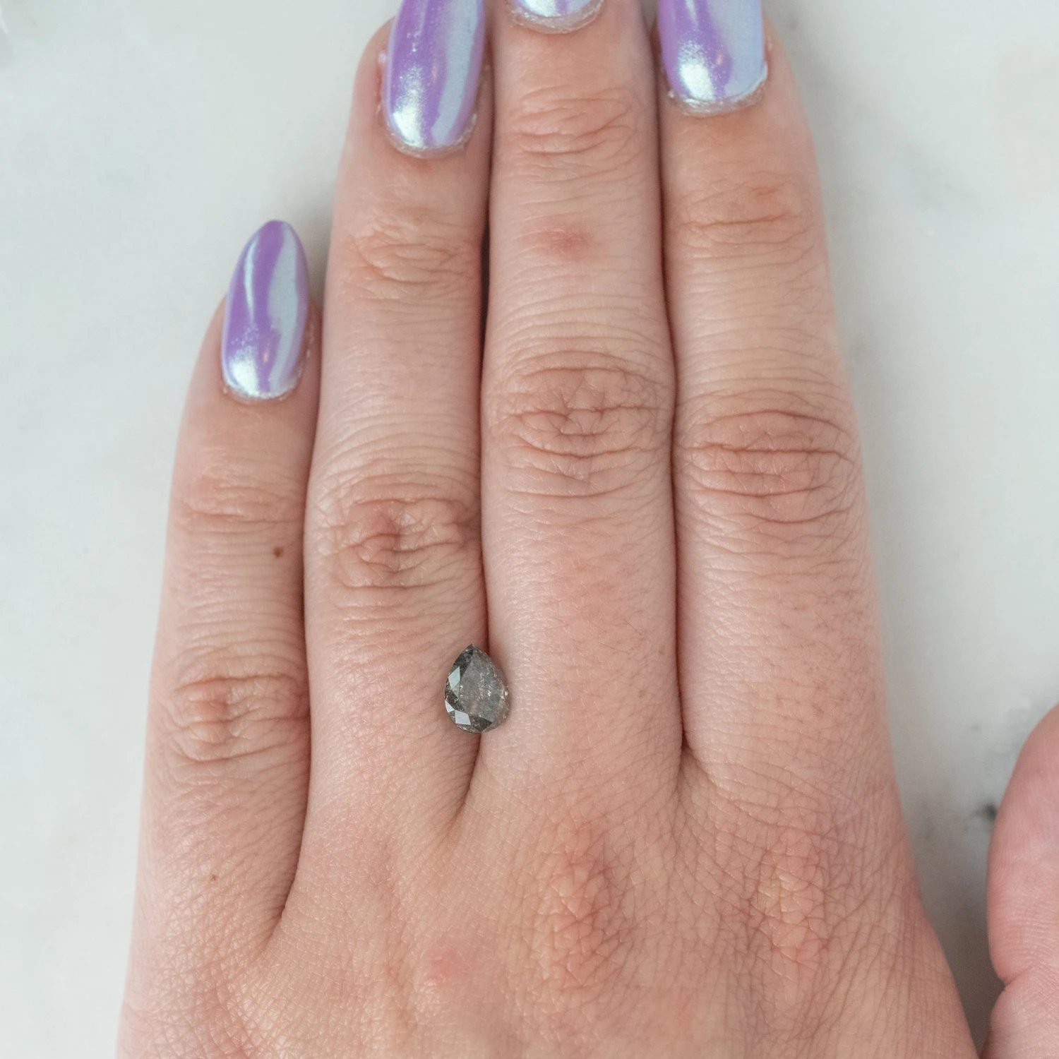 1.92 Carat Salt And Pepper Double Cut Pear Diamond 12 1.92 Carat Salt And Pepper Double Cut Pear Diamond - Image 12