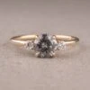 1.34 Carat Salt And Pepper Round Diamond Engagement Ring, Zoe Setting, 14K Yellow Gold