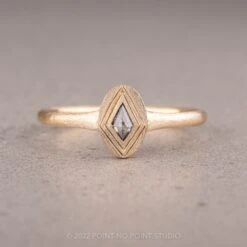 Salt And Pepper Kite Diamond Women's Signet Style Ring, 14K Yellow Gold