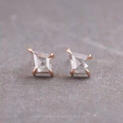 .61tcw Salt And Pepper Kite Diamond Studs, 14k Rose Gold Earrings
