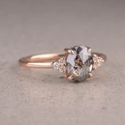 1.61 Carat Salt And Pepper Oval Diamond Engagement Ring, Quinn Setting, 14K Rose Gold 13 1.61 Carat Salt And Pepper Oval Diamond Engagement Ring, Quinn Setting, 14K Rose Gold -Point No Point Studio Store 10122022A 3 fd7f2210 ecbf 4018 9724 6a8568e1e6ab