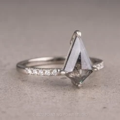 1.43 Carat Salt And Pepper Kite Diamond Engagement Ring, Juliette Setting, Platinum -Point No Point Studio Store 10132021EE 2 1614a781 88d0 4090 8cdb 1b1312720fce
