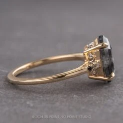 2.59 Carat Black Speckled Hexagon Diamond Engagement Ring, Ombre Lourdes Setting, 14k Yellow Gold -Point No Point Studio Store 10132021QQ 2