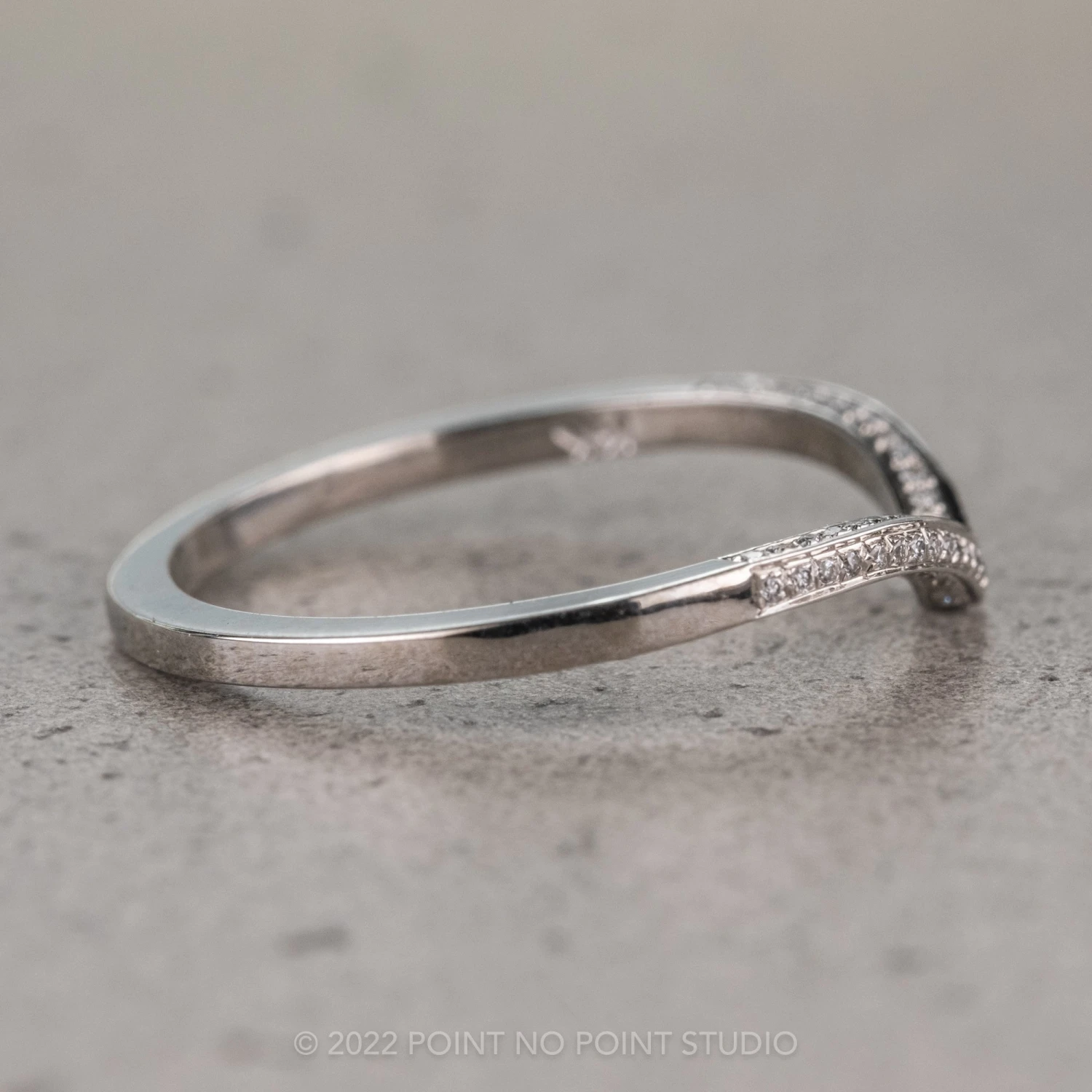 Diamond V Band, Juliette Setting, 14K White Gold 8 Diamond V Band, Juliette Setting, 14K White Gold - Image 8