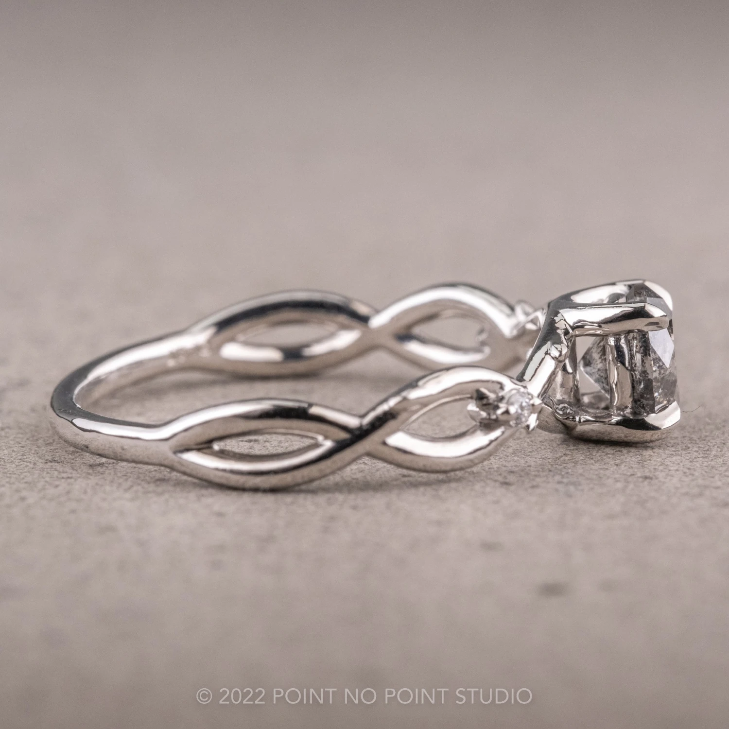 1.45 Carat Salt And Pepper Diamond Engagement Ring, Wisteria Thorns Setting, 14K White Gold 8 1.45 Carat Salt And Pepper Diamond Engagement Ring, Wisteria Thorns Setting, 14K White Gold - Image 8