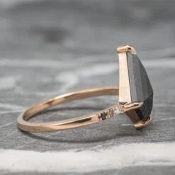 2.02 Carat Black Speckled Kite Diamond Engagement Ring, Ombre Jules Setting, 14K Rose Gold -Point No Point Studio Store 10232020RRG 3 4428754e 531a 4767 b0f1 3ba2b5e2df89