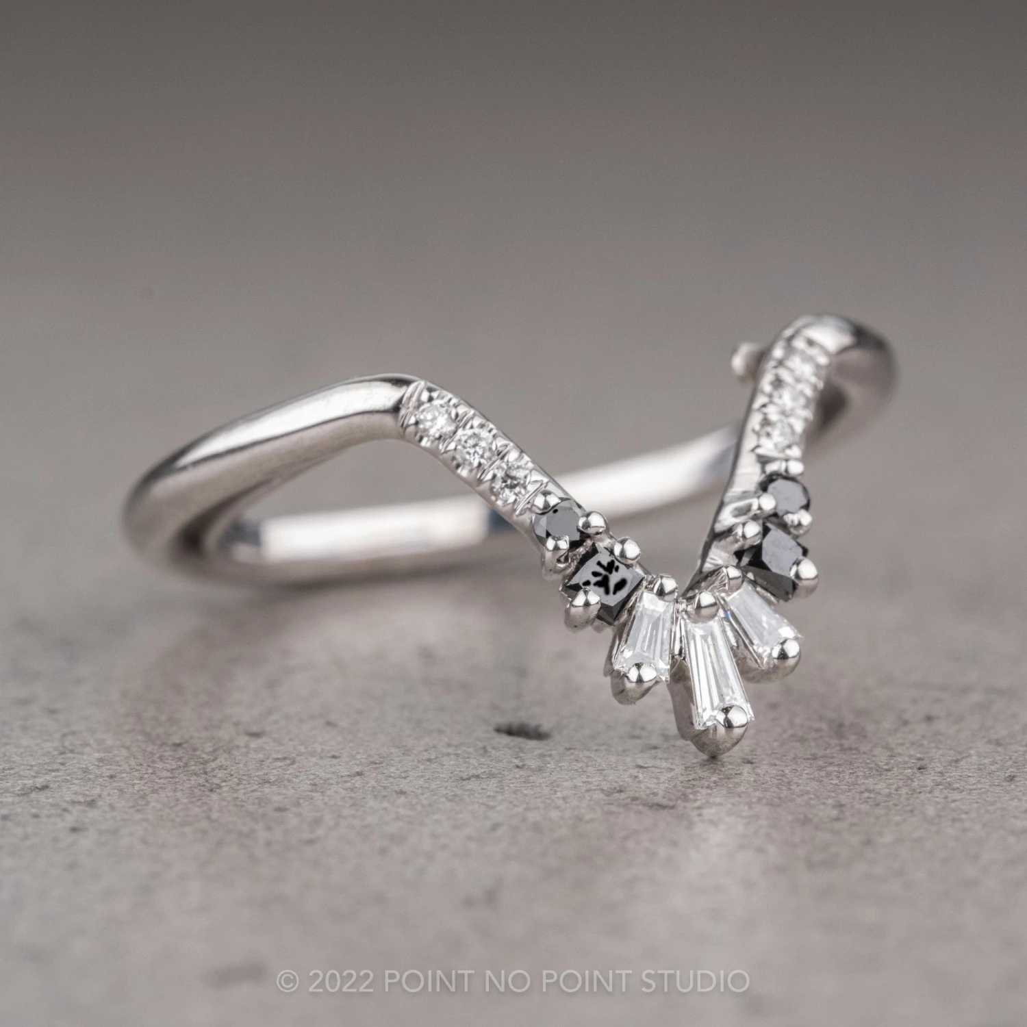 Baguette Diamond Wedding Band, Wren Setting, Platinum 3 Baguette Diamond Wedding Band, Wren Setting, Platinum - Image 3