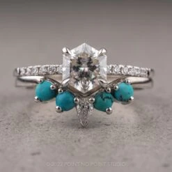 1.56 Carat Hexagon Moissanite Engagement Ring, Jules Setting, Platinum -Point No Point Studio Store 11042021F 1