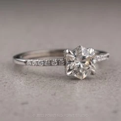 1.56 Carat Hexagon Moissanite Engagement Ring, Jules Setting, Platinum -Point No Point Studio Store 11042021F 3
