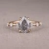2.11 Carat Salt And Pepper Pear Diamond Engagement Ring, Nova Setting, 14K Rose Gold