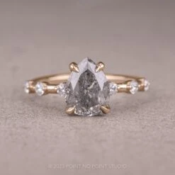 2.11 Carat Salt And Pepper Pear Diamond Engagement Ring, Nova Setting, 14K Rose Gold