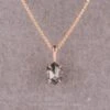 .70 Carat Black Hexagon Diamond Necklace, 14K Rose Gold