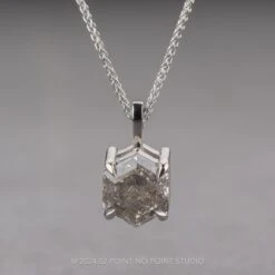 1.41 Carat Canadian Salt And Pepper Hexagon Diamond Necklace, Platinum