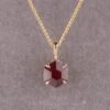 Hexagon Ruby Necklace, 14k Yellow Gold