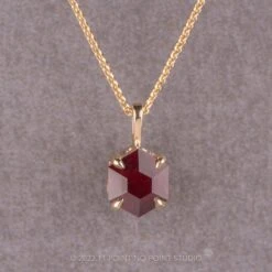 Hexagon Ruby Necklace, 14k Yellow Gold