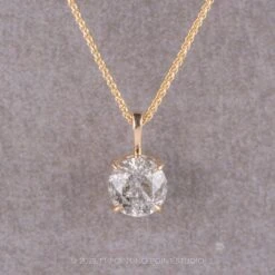 1.09 Carat Canadian Salt And Pepper Diamond Necklace, 14k Yellow Gold