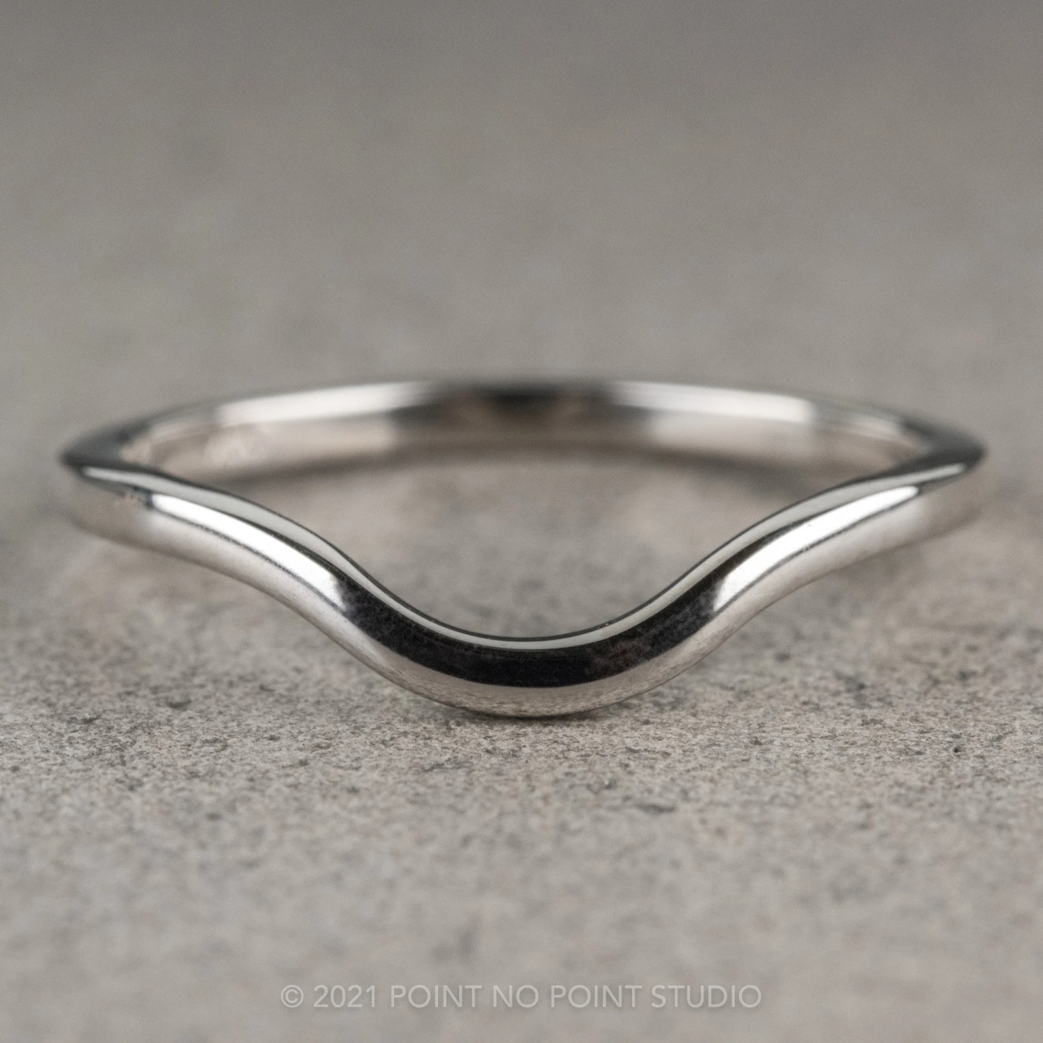 Classic Contour Wedding Band, 14K White Gold 8 Classic Contour Wedding Band, 14K White Gold - Image 8