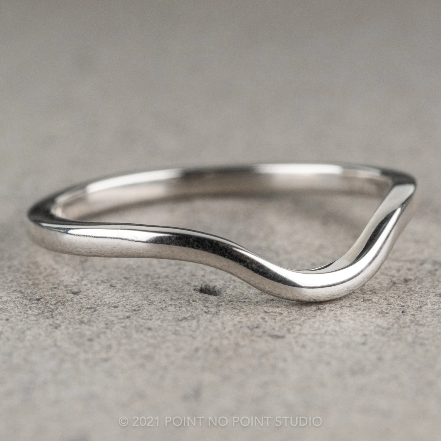 Classic Contour Wedding Band, 14K White Gold 9 Classic Contour Wedding Band, 14K White Gold - Image 9