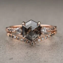 1.40 Carat Black Speckled Hexagon Diamond Engagement Ring, Ombre Eliza Setting, 14K Rose Gold 22 1.40 Carat Black Speckled Hexagon Diamond Engagement Ring, Ombre Eliza Setting, 14K Rose Gold -Point No Point Studio Store 11102021D 1 c8d285ae 62bf 4b13 9e3f 0da8a9b39280
