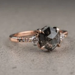 1.40 Carat Black Speckled Hexagon Diamond Engagement Ring, Ombre Eliza Setting, 14K Rose Gold 23 1.40 Carat Black Speckled Hexagon Diamond Engagement Ring, Ombre Eliza Setting, 14K Rose Gold -Point No Point Studio Store 11102021D 3 569a136f 16af 4a84 9ffd 98b11d19f55f