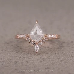 1.02 Carat Icy White Kite Diamond Engagement Ring, Avaline Setting, 14K Rose Gold