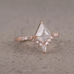 1.02 Carat Icy White Kite Diamond Engagement Ring, Avaline Setting, 14K Rose Gold 11 1.02 Carat Icy White Kite Diamond Engagement Ring, Avaline Setting, 14K Rose Gold -Point No Point Studio Store 11112022C 3