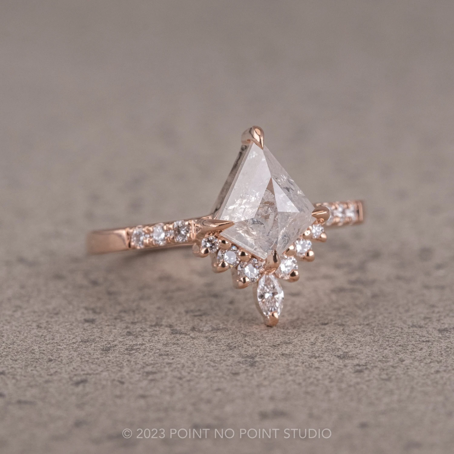 1.02 Carat Icy White Kite Diamond Engagement Ring, Avaline Setting, 14K Rose Gold 5 1.02 Carat Icy White Kite Diamond Engagement Ring, Avaline Setting, 14K Rose Gold - Image 5