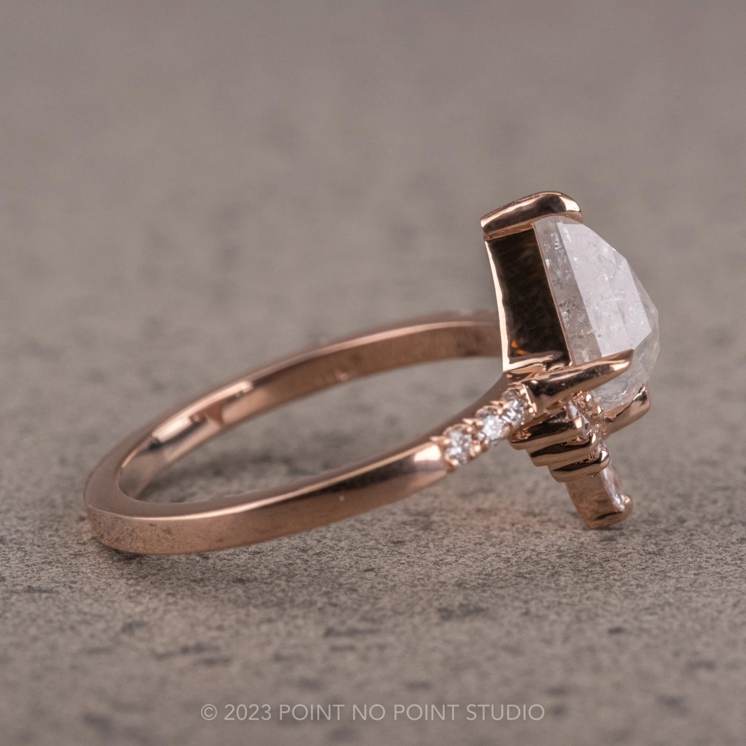 1.02 Carat Icy White Kite Diamond Engagement Ring, Avaline Setting, 14K Rose Gold 6 1.02 Carat Icy White Kite Diamond Engagement Ring, Avaline Setting, 14K Rose Gold - Image 6