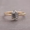 1.84 Carat Salt And Pepper Hexagon Diamond Engagement Ring, Jane Setting, 14K Yellow Gold