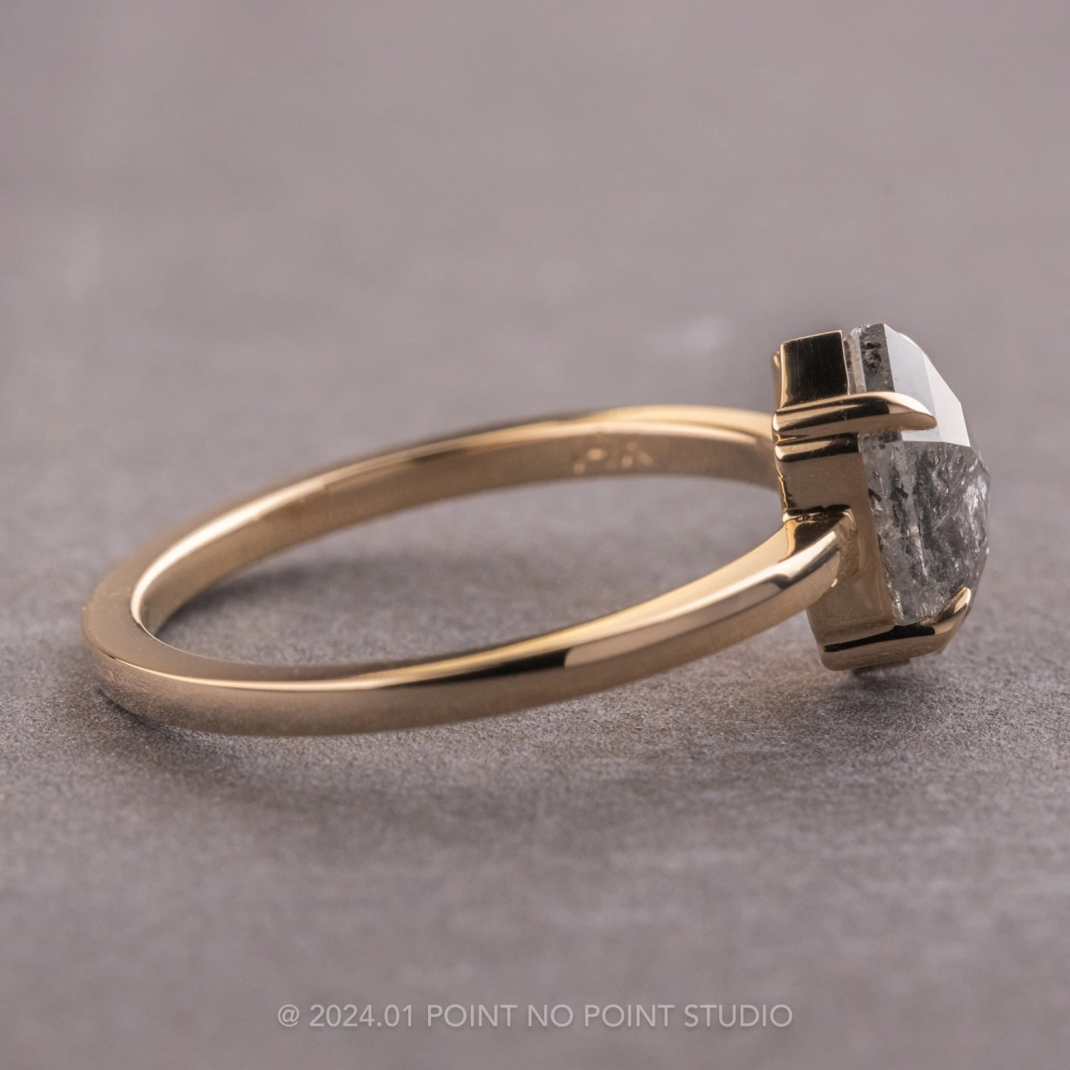 1.84 Carat Salt And Pepper Hexagon Diamond Engagement Ring, Jane Setting, 14K Yellow Gold 5 1.84 Carat Salt And Pepper Hexagon Diamond Engagement Ring, Jane Setting, 14K Yellow Gold - Image 5