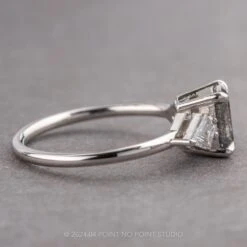 1.58 Carat Fancy Grey Emerald Shaped Diamond Engagement Ring, Zoe Setting, Platinum 10 1.58 Carat Fancy Grey Emerald Shaped Diamond Engagement Ring, Zoe Setting, Platinum -Point No Point Studio Store 11162023G 2