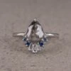 1.22 Carat Salt And Pepper Pear Diamond Engagement Ring, Wren Setting, Platinum