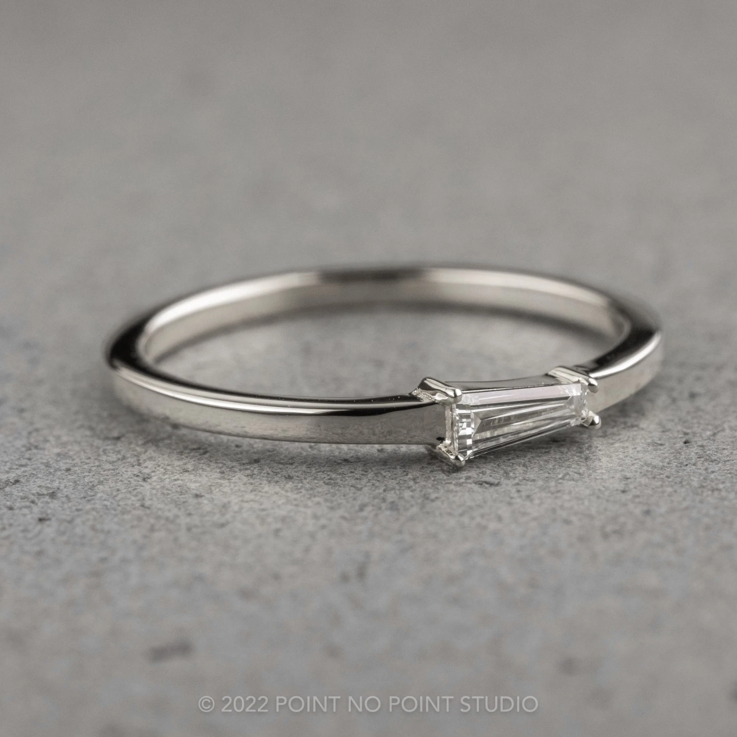 .13 Carat White Tapered Baguette Diamond Ring, Platinum 2 .13 Carat White Tapered Baguette Diamond Ring, Platinum - Image 2